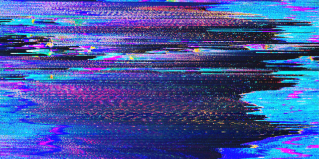 a screen experiencing a glitch, resulting in lots of colorful jagged lines