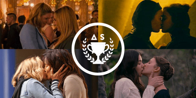 Ava and Sara, Ava and Beatrice, Maya and Carina, Emily and Sue — all kissing.