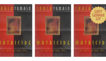 Matricide by Carola Tomaso. A badge reads LOST LESBIAN LIT.