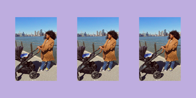 Keke Palmer pushes a baby stroller by the water