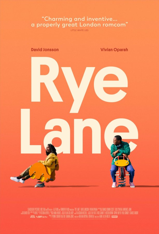 the cover of rye lane featuring two adults sitting on playground equipment