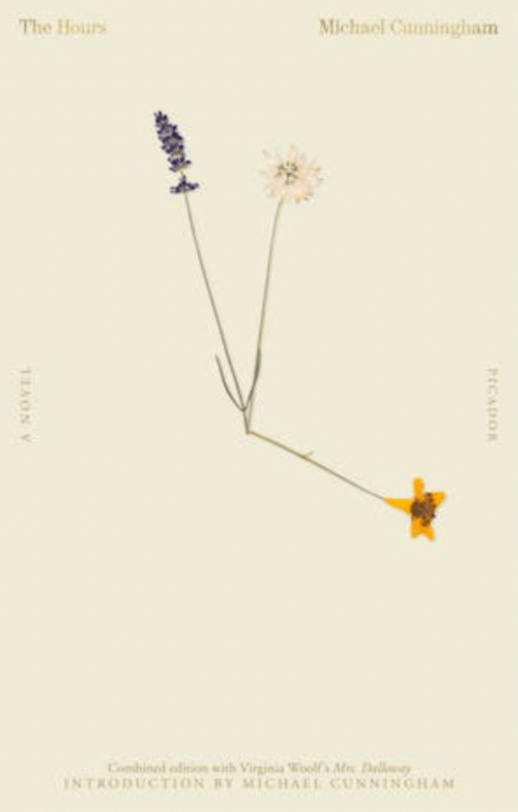 the cover of the hours features a stark three pressed flowers in the shape of the three hands of a clock