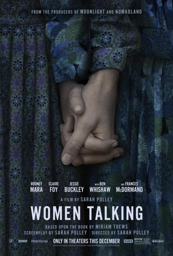 the cover of women talking features two hands clutched closely in the center