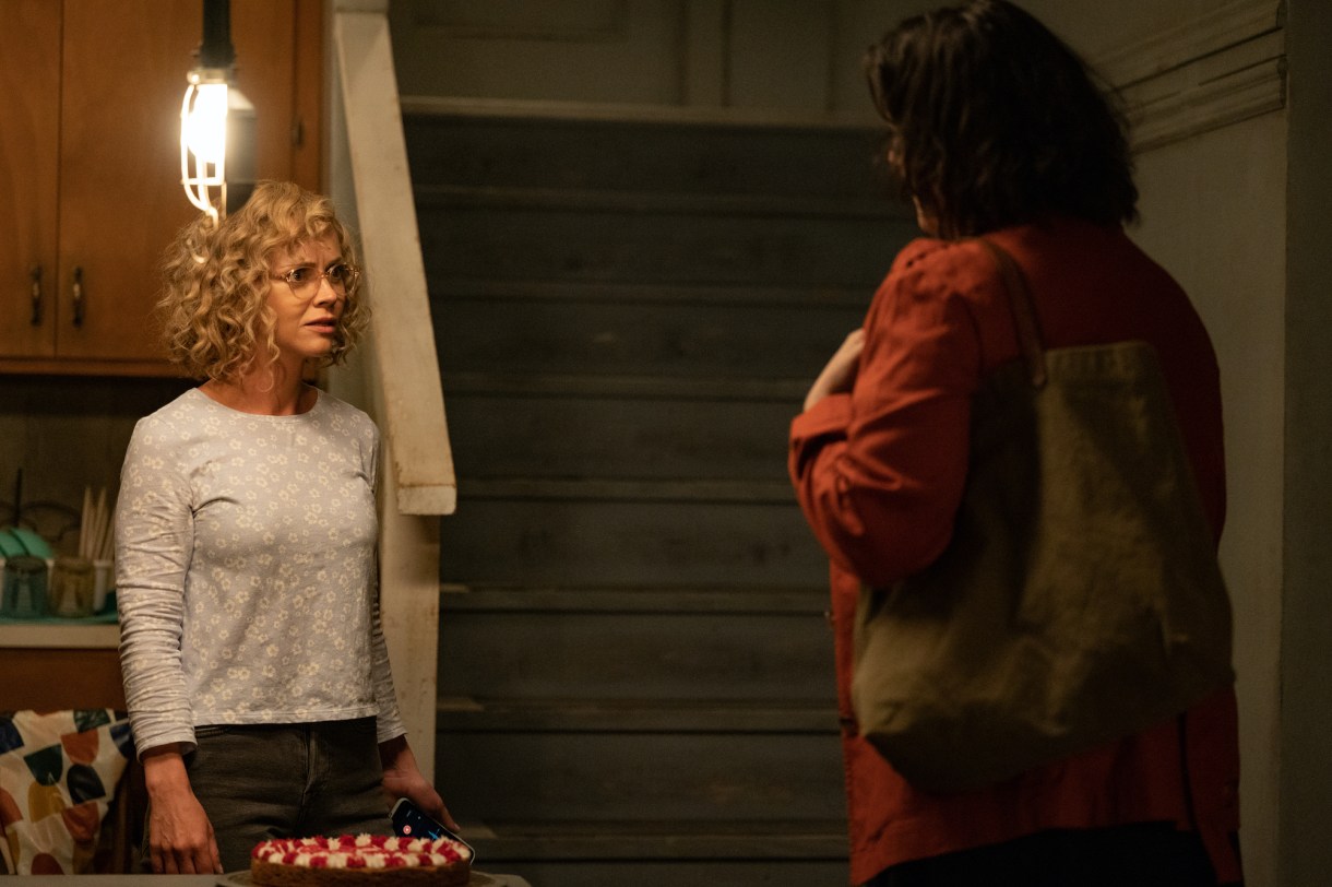 Christina Ricci as Misty in YELLOWJACKETS talks to Shauna in a basement. Season 2. Photo Credit: Kimberley French/SHOWTIME.