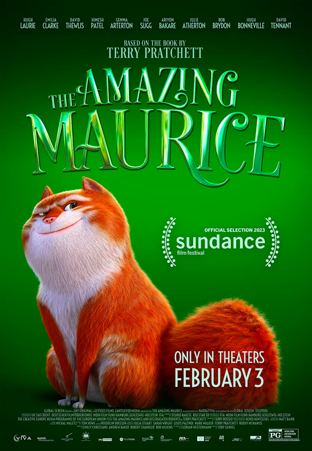 the cover of the amazing maurice featuring a large cat