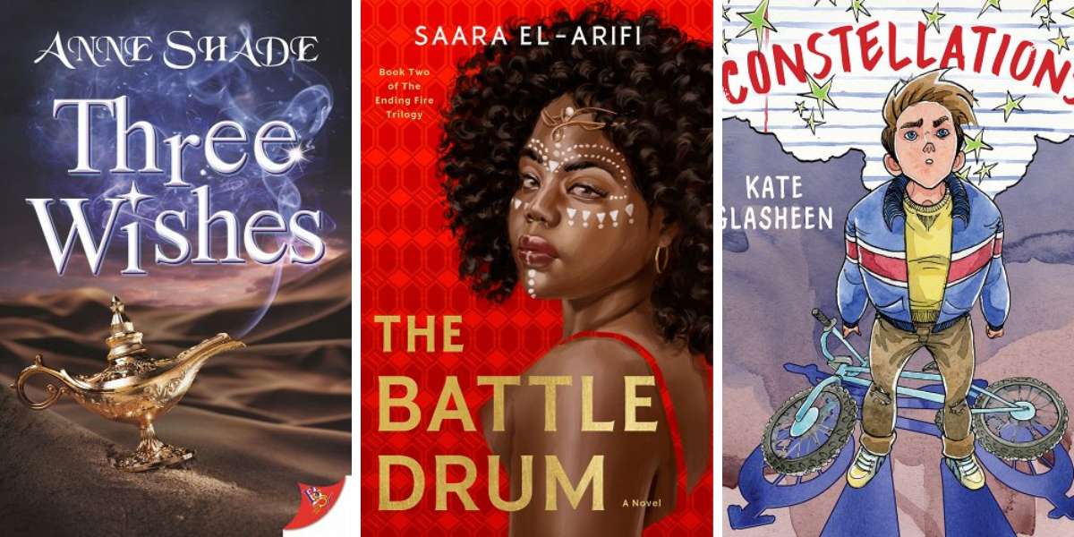 Three Wishes by Anne Shade, The Battle Drum by Saara El-Arifi, and Constellations by Kate Glasheen.