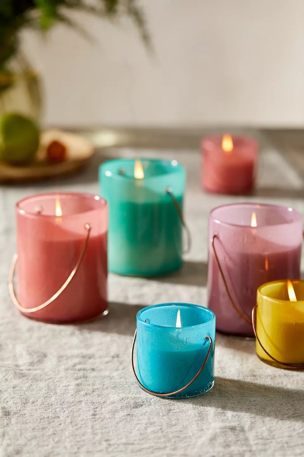colorful candles with handles