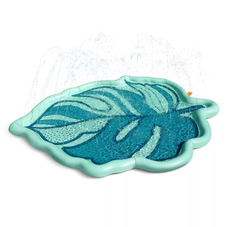 a minidip splash pad shaped like a palm leaf