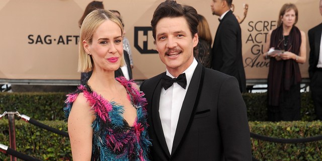 Actors Sarah Paulson and Pedro Pascal arrive at the 22nd Annual Screen Actors Guild Awards at The Shrine Auditorium on January 30, 2016 in Los Angeles, California.