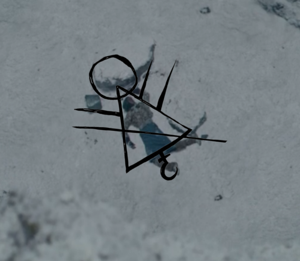 the Yellowjackets symbol over a dead body in the snow