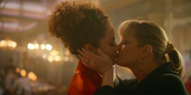 Stef and Lena smooch on Good Trouble