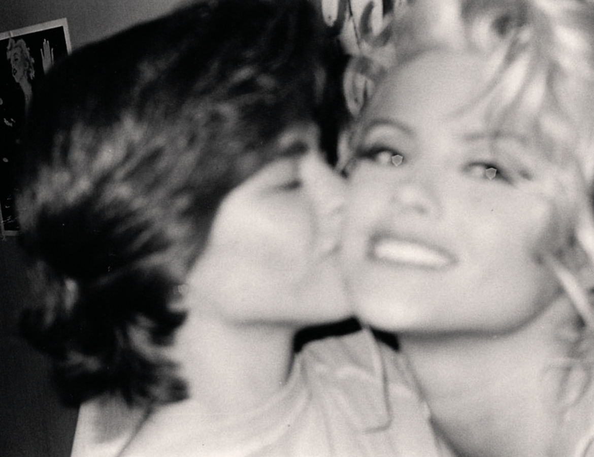 blurry black and white photo of Missy and Anna Nicole Smith