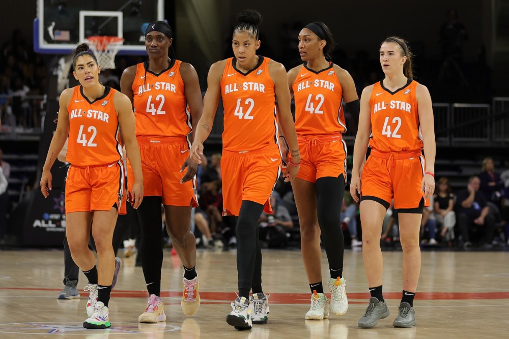WNBA Players all wear Brittney Griner's #42 jersey during 2023 All Star game in protest.