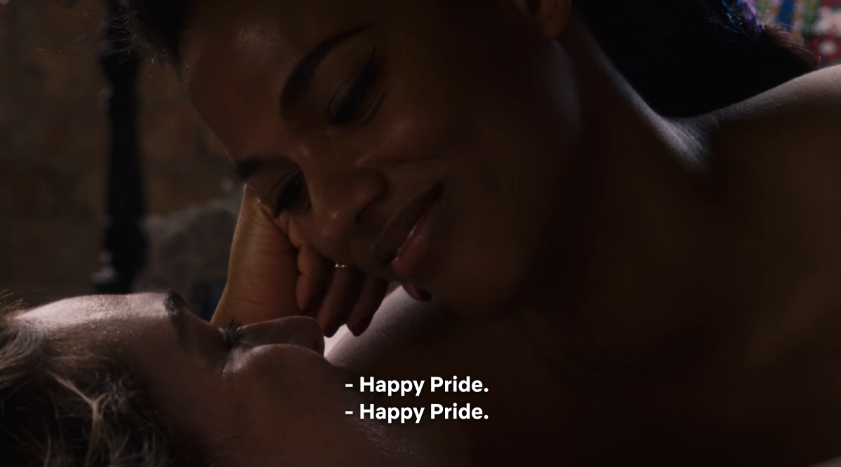 Amanita and Nomi saying "happy Pride" to each other in Sense8
