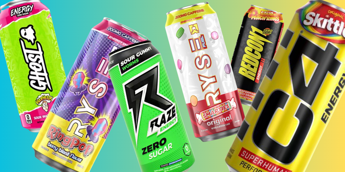 six energy drinks flavored like candies