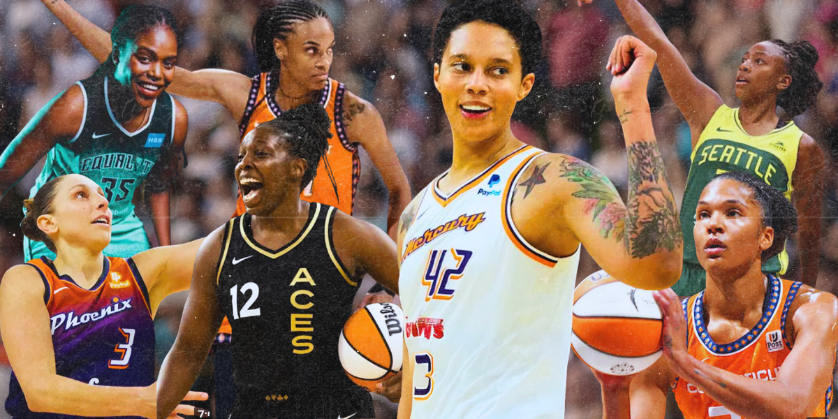 A collage of WNBA Players