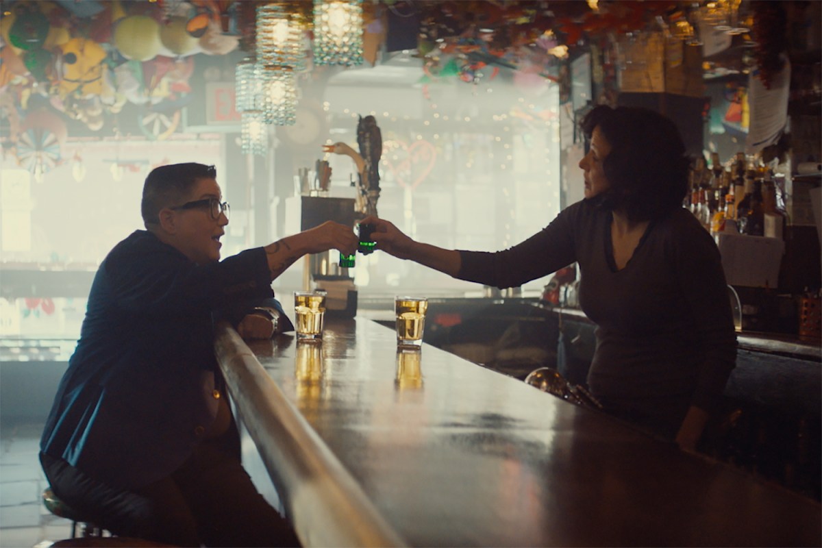 Lea Delaria sitting at the Cubbyhole in The Lesbian Bar Project