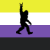 nonbinary pride flag with a bigfoot on it