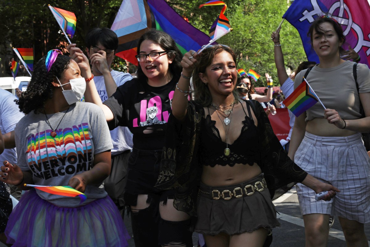 WASHINGTON, DC - JUNE 10: People participate in the 2023 Capital Pride Parade on June 10, 2023 in Washington, DC. The parade is part of a month-long celebration of the LGBTQ+ community and this year’s theme is Peace, Love, Revolution. (Photo by Alex Wong/Getty Images)