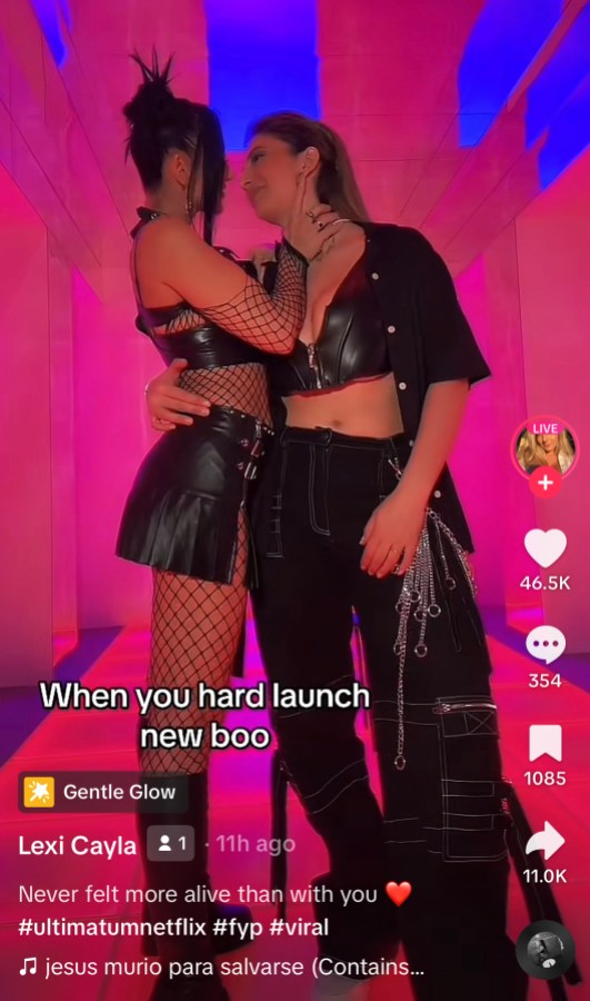 Lexi and her girlfriend in leather outfits "when you hard launch new boo"