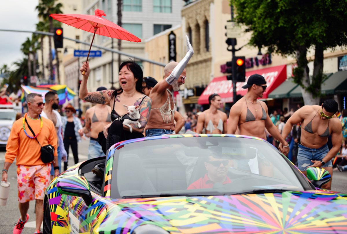 HOLLYWOOD, CALIFORNIA - JUNE 11: Icon Grand Marshal Margaret Cho participates in the 2023 LA Pride Parade on June 11, 2023 in Hollywood, California. (Photo by Chelsea Guglielmino/WireImage)