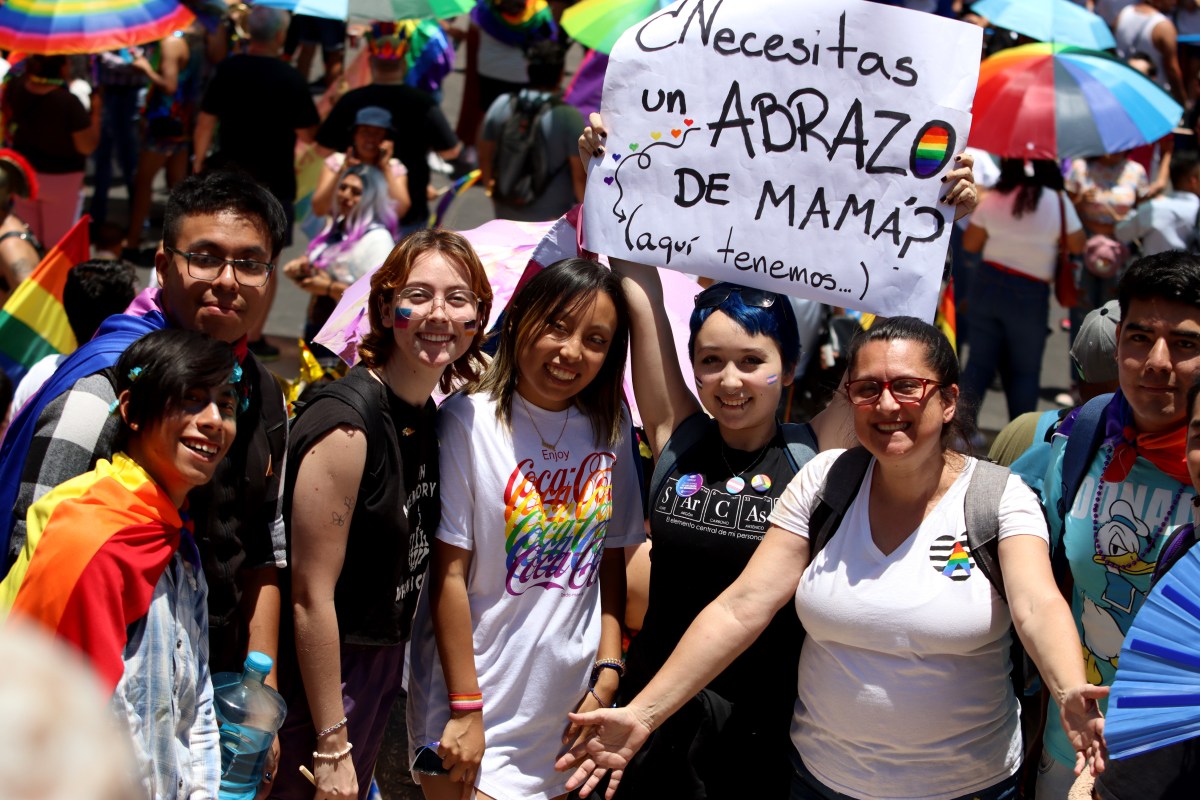 MEXICO CITY, MEXICO - JUNE 24: People pose for a photograph during the LGBTTTIQA+ Pride Parade 2023 on June 24, 2023 in Mexico City, Mexico. (Photo by Adrián Monroy/Medios y Media/Getty Images)