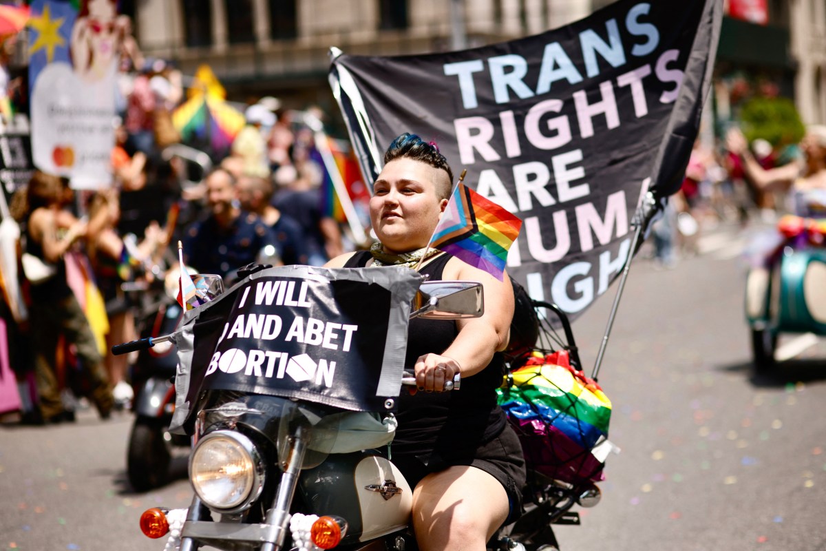 People participate in the Annual New York Pride March on June 25, 2023 in New York City. (Photo by Kena Betancur / AFP) (Photo by KENA BETANCUR/AFP via Getty Images)