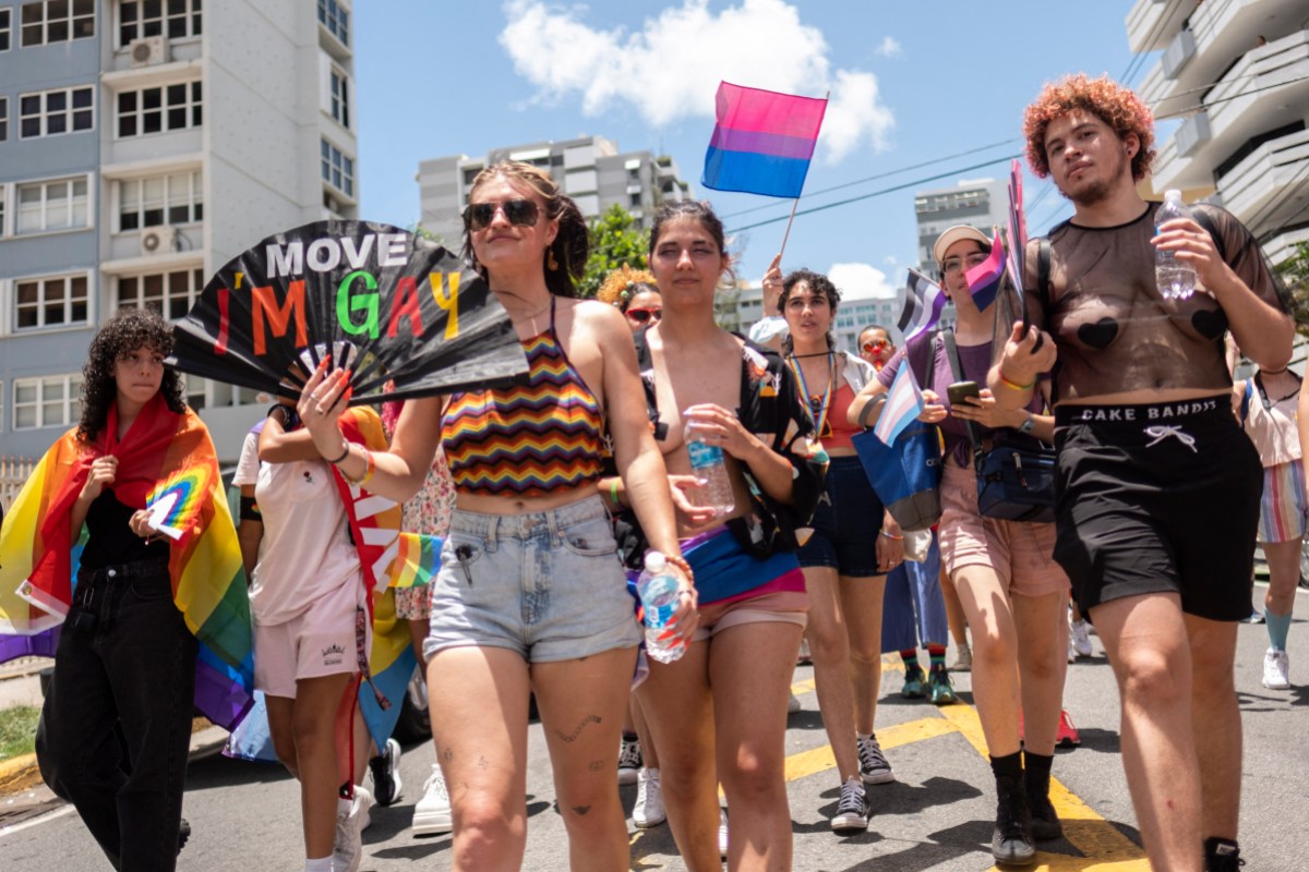 People take part in the Puerto Rico Pride Parade in San Juan, Puerto Rico, on June 4, 2023. 