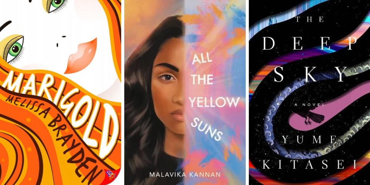 Marigold by Melissa Brayden, All the Yellow Suns by Malavika Kannan, and The Deep Sky by Yume Kitasei.