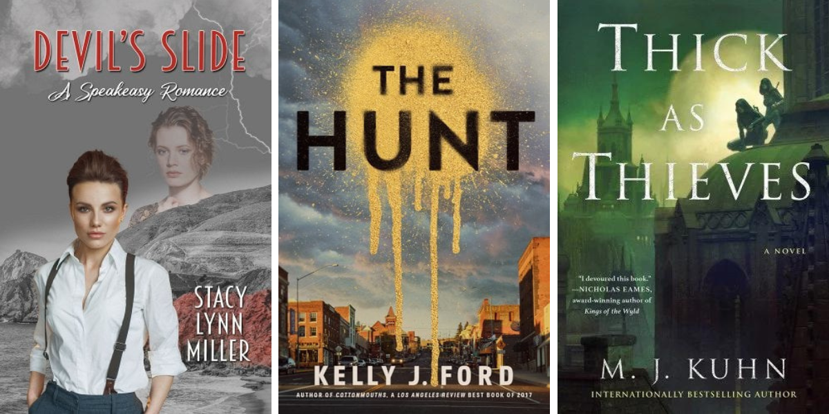 Devil's Slide by Stacy Lynn Miller, The Hunt by Kelly J. Ford, and Thick as Thieves by M.J. Kuhn.