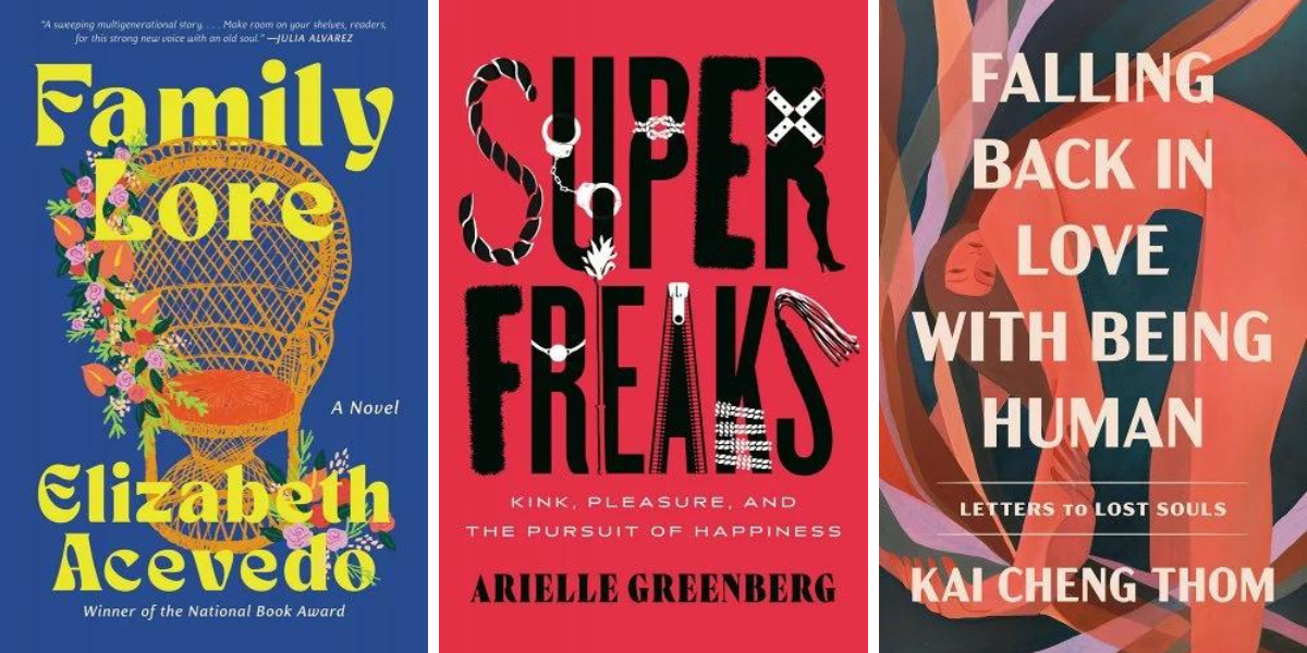 Family Lore by Elizabeth Acevedo, Superfreaks by Arielle Greenberg, and Falling Back in Love with Being Human by Kai Cheng Thom.