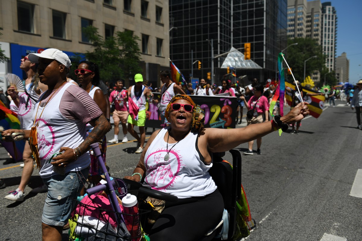 TORONTO, ONTARIO - JUNE 25: People take part in the 2023 Annual Toronto Pride Parade on June 25, 2023 in Toronto, Ontario. (Photo by Harold Feng/Getty Images)