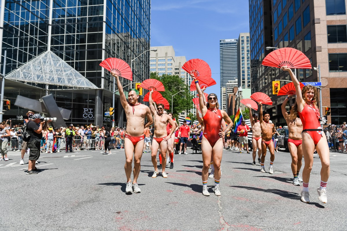 TORONTO, ONTARIO - JUNE 25: People take part in the 2023 Annual Toronto Pride Parade on June 25, 2023 in Toronto, Ontario. 