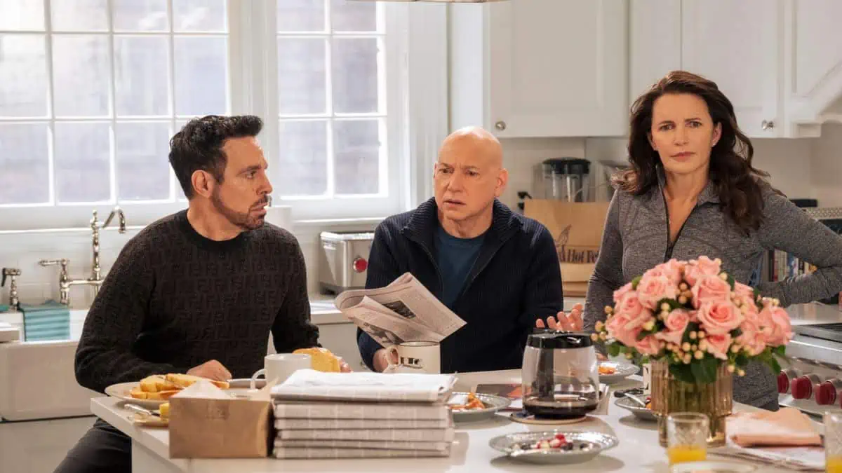 Charlotte, Harry, and Anthony stand in the kitchen, perplexed