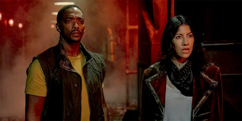 Stephanie Beatriz and Anthony Mackie in Twisted Metal