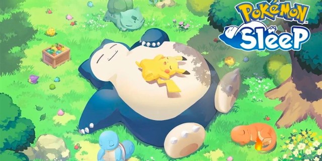 Snorlax, Pikachu, Charmander, and Squirttle take a nap.