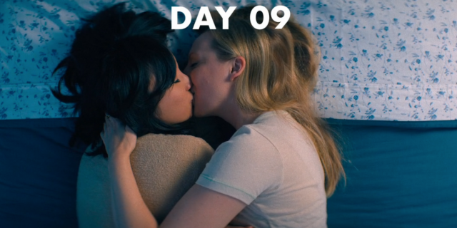 Grace and Hannah making out in bed in the Wes Anderson episode of The Afterparty season two