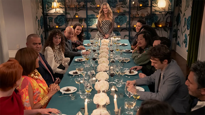 All of Carrie's friends gather around her table for the Last Supper