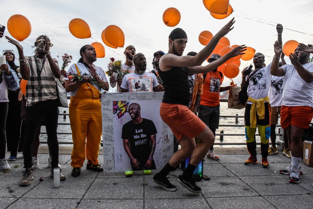 NEW YORK, NEW YORK - AUGUST 5: People vogue in front of a makeshift memorial for O'Shae Sibley on August 5, 2023 in New York City. O'Shae Sibley was stabbed to death at a gas station in Brooklyn on July 29th after being seen dancing in the parking lot. 