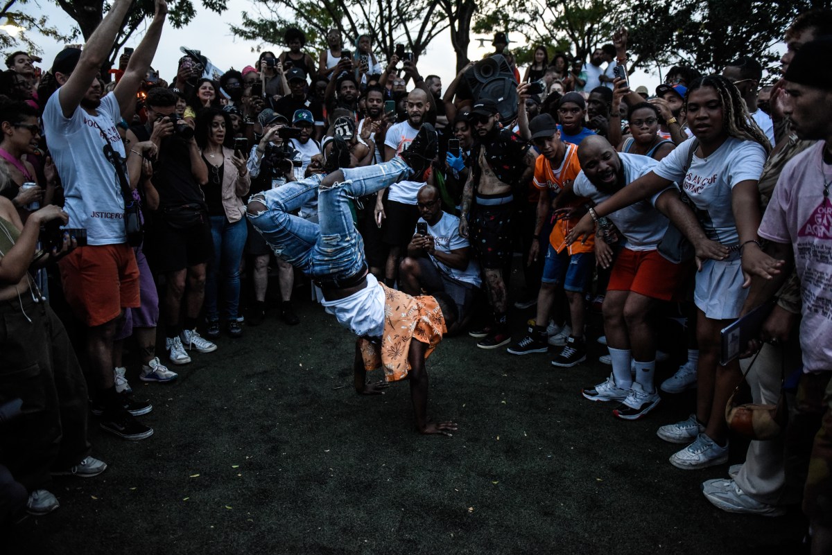 NEW YORK, NEW YORK - AUGUST 5: People vogue after a memorial march for O'Shae Sibley on August 5, 2023 in New York City. O'Shae Sibley was stabbed to death at a gas station in Brooklyn on July 29th after being seen dancing in the parking lot.