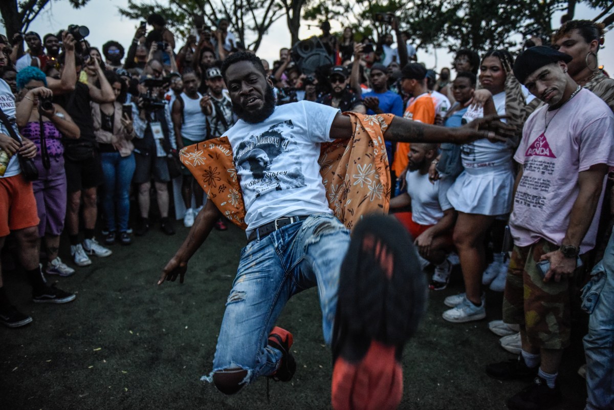 NEW YORK, NEW YORK - AUGUST 5: People vogue after a memorial march for O'Shae Sibley on August 5, 2023 in New York City. O'Shae Sibley was stabbed to death at a gas station in Brooklyn on July 29th after being seen dancing in the parking lot. 