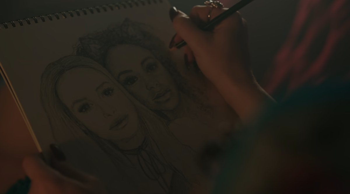 a sketched drawing of Cheryl and Josie on Riverdale