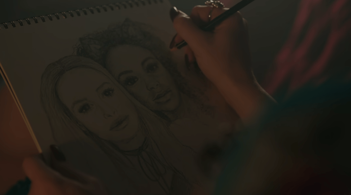 a sketched drawing of Cheryl and Josie on Riverdale