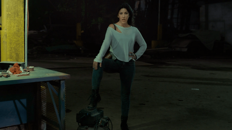 Twisted Metal: Stephanie Beatriz as Quiet poses seductively