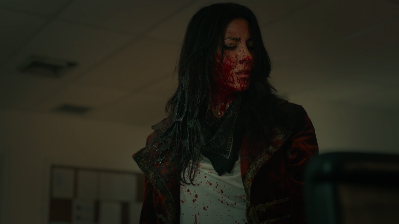 Twisted Metal: Stephanie Beatriz as Quiet covered in blood