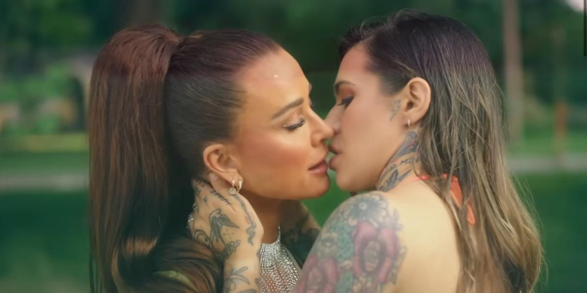 Kyle Richards and Morgan Wade kissing in Morgan's new music video