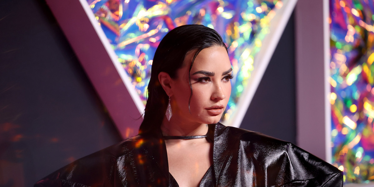 NEWARK, NEW JERSEY - SEPTEMBER 12: (EDITORS NOTE: A special effects camera filter was used for this image.) Demi Lovato attends the 2023 Video Music Awards at Prudential Center on September 12, 2023 in Newark, New Jersey. (Photo by Mike Coppola/Getty Images for MTV)
