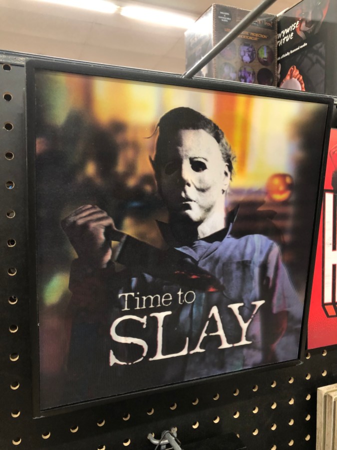 an image of Michael Myers that says TIME TO SLAY