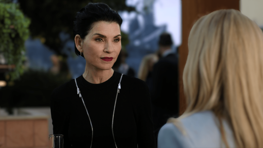 Julianna Margulies smirking in The Morning Show season 3 premiere