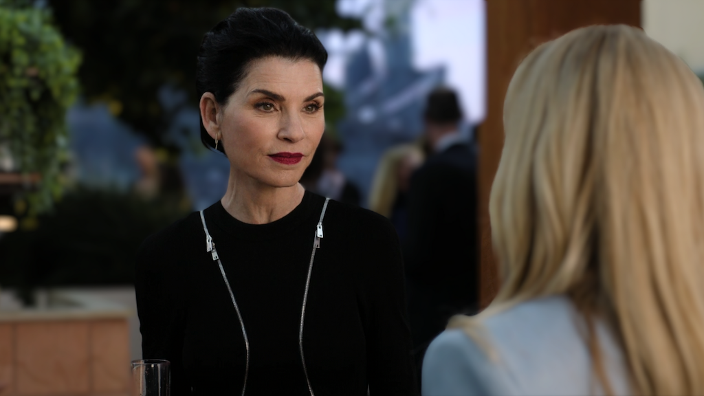 Julianna Margulies smirking in The Morning Show season 3 premiere